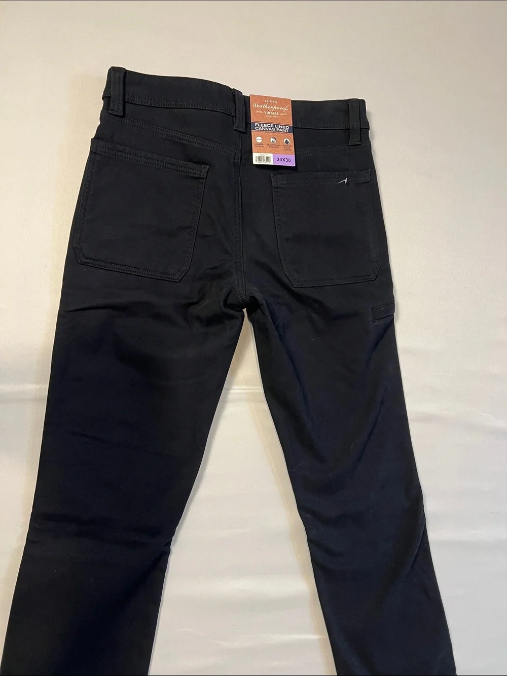 Weatherproof Men's Black Cargo Fleece Lined Utility Pants/Zip Pocket Size 30